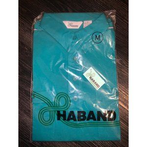 VTG, NWT! Haband! Comfort Club Teal Turquoise Knit Sport Shirt Medium